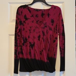 Soft Purple Maroon and Black Tye Dye V neck